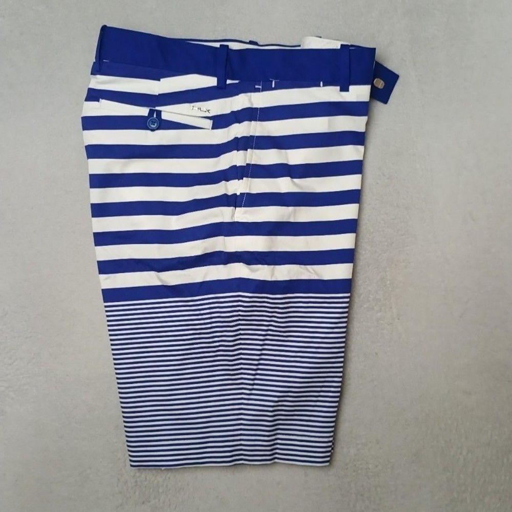 RLX Ralph Lauren Shorts Men 32 Blue 10" Golf Performance Striped Stretch Pockets